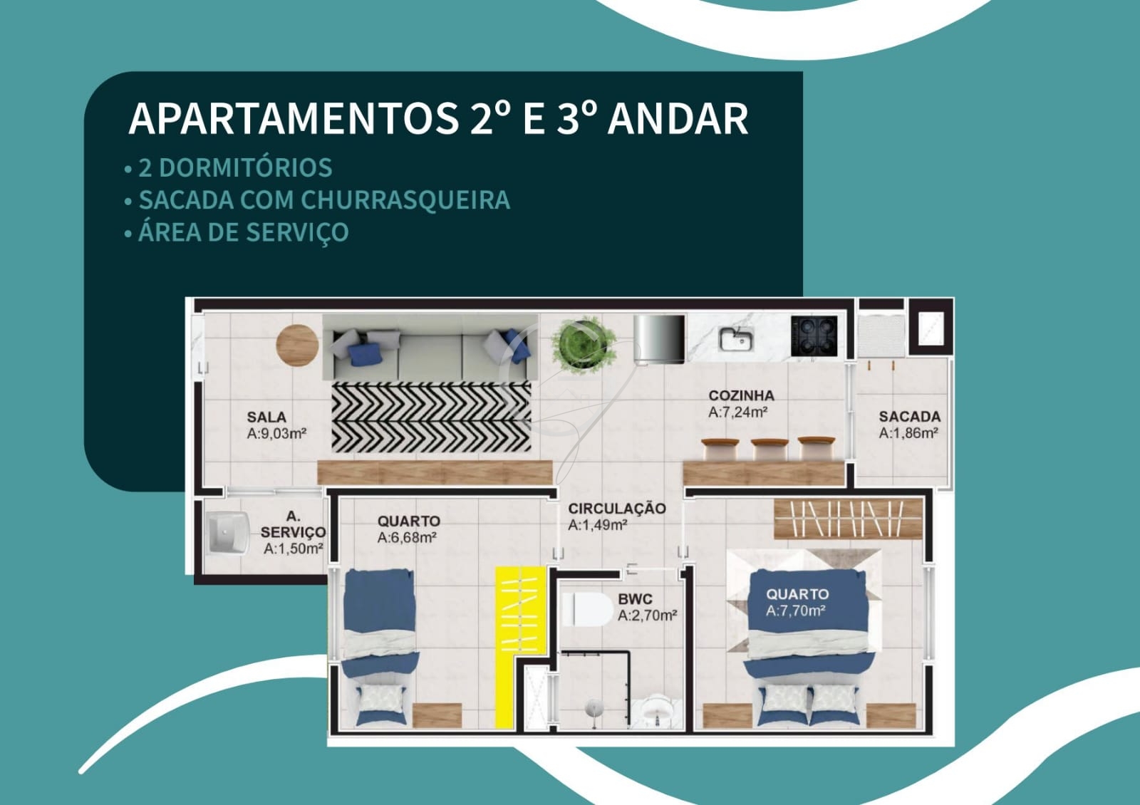 Apartamento à venda com 2 quartos, 66m² - Foto 3